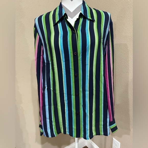 EVAN PICONE Striped Silk Blouse, EUC! - Picture 1 of 5
